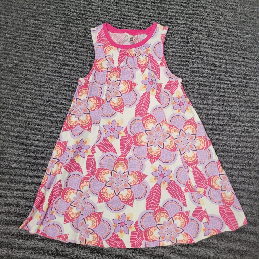Tea Collection Size 7 Mandala Floral A-Line Dress Girls Pink Purple Sleeveless